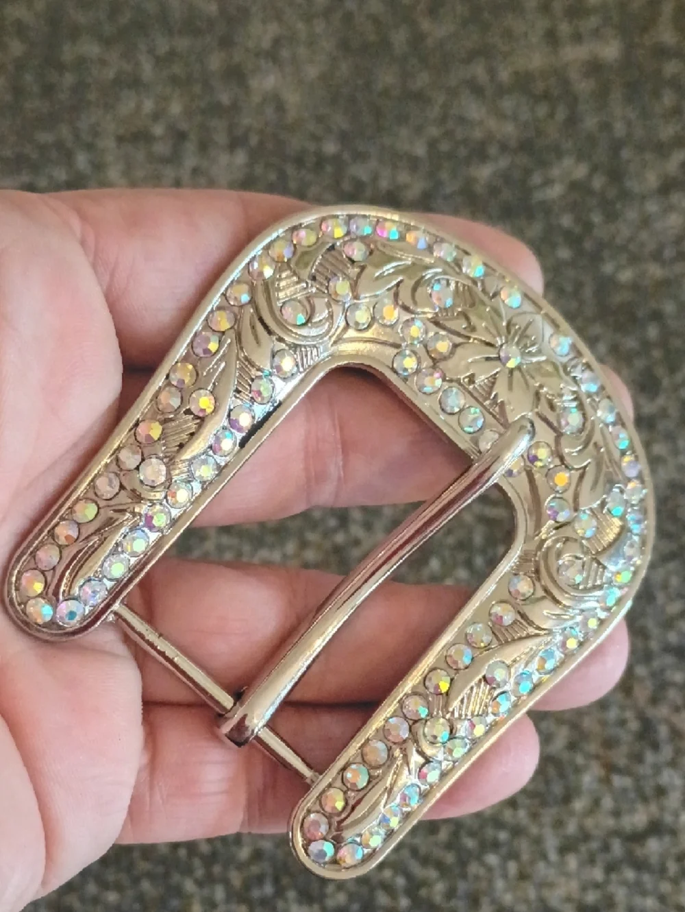 Rhinestone Silver Western Style Belt Buckle